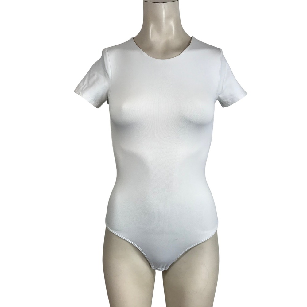 BABATON White Short‎ Sleeve Crew Neck Bodysuit Women's XS